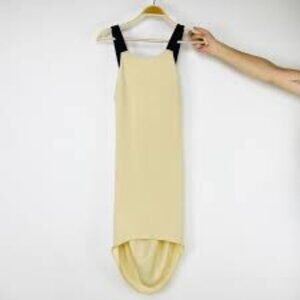 Rag & Bone Silk Drape Backless Beige Midi Dress with Black Straps